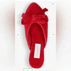 OLIVIA MORRIS AT HOME Red Velvet Daphne Bow Slippers size 38/8